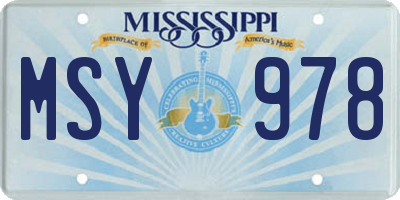 MS license plate MSY978