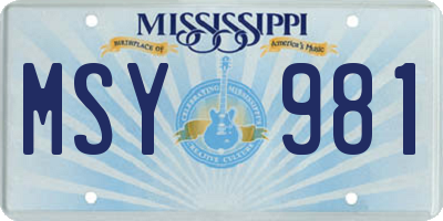 MS license plate MSY981