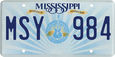 MS license plate MSY984