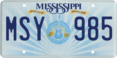 MS license plate MSY985