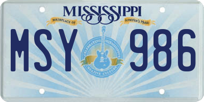 MS license plate MSY986