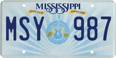 MS license plate MSY987