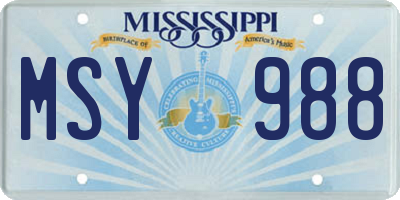 MS license plate MSY988