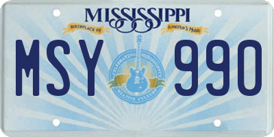 MS license plate MSY990