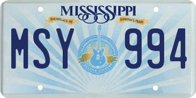 MS license plate MSY994