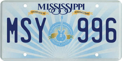 MS license plate MSY996
