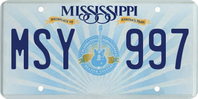 MS license plate MSY997