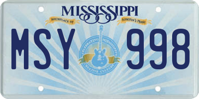 MS license plate MSY998