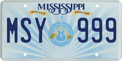 MS license plate MSY999