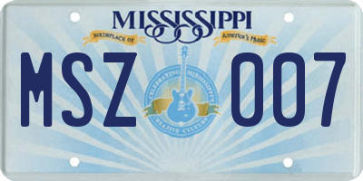 MS license plate MSZ007