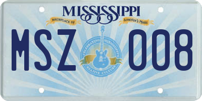 MS license plate MSZ008