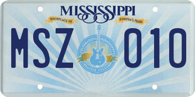 MS license plate MSZ010