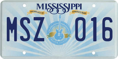 MS license plate MSZ016