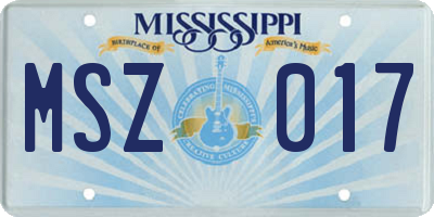 MS license plate MSZ017