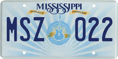 MS license plate MSZ022