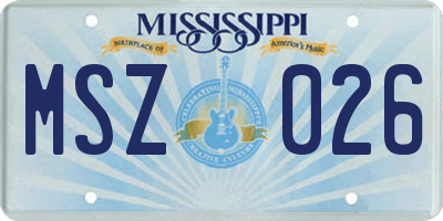 MS license plate MSZ026