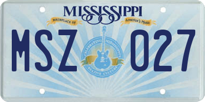 MS license plate MSZ027