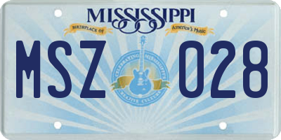MS license plate MSZ028