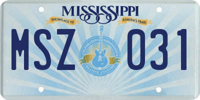 MS license plate MSZ031