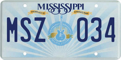 MS license plate MSZ034
