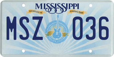 MS license plate MSZ036