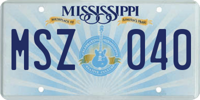 MS license plate MSZ040