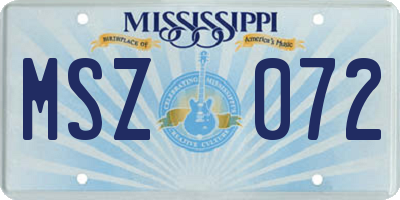 MS license plate MSZ072