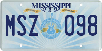 MS license plate MSZ098