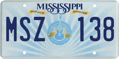 MS license plate MSZ138