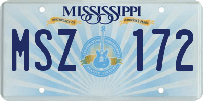 MS license plate MSZ172