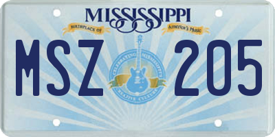 MS license plate MSZ205