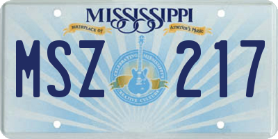 MS license plate MSZ217