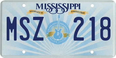 MS license plate MSZ218