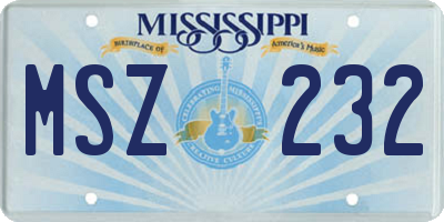 MS license plate MSZ232