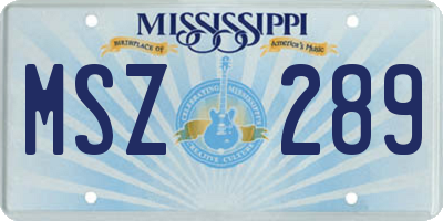 MS license plate MSZ289
