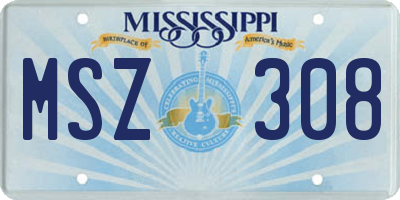 MS license plate MSZ308