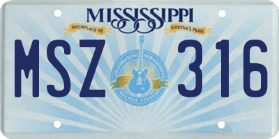 MS license plate MSZ316