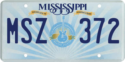 MS license plate MSZ372