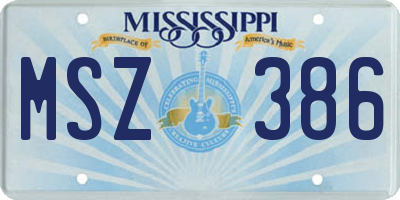 MS license plate MSZ386