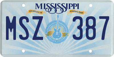 MS license plate MSZ387