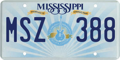 MS license plate MSZ388