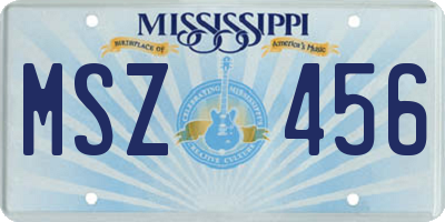 MS license plate MSZ456