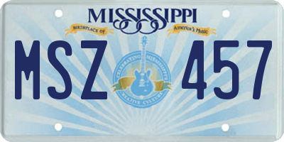 MS license plate MSZ457