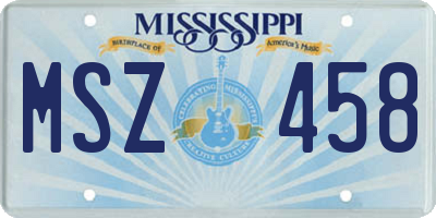 MS license plate MSZ458