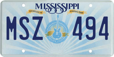 MS license plate MSZ494