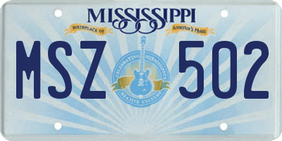 MS license plate MSZ502