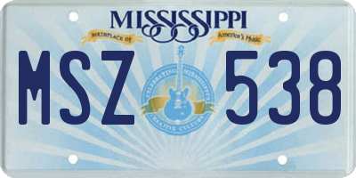 MS license plate MSZ538