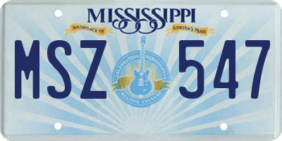 MS license plate MSZ547