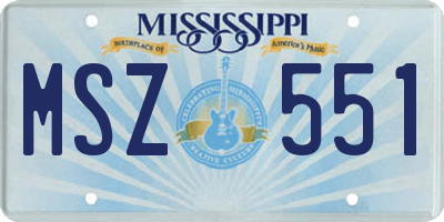 MS license plate MSZ551