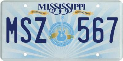 MS license plate MSZ567